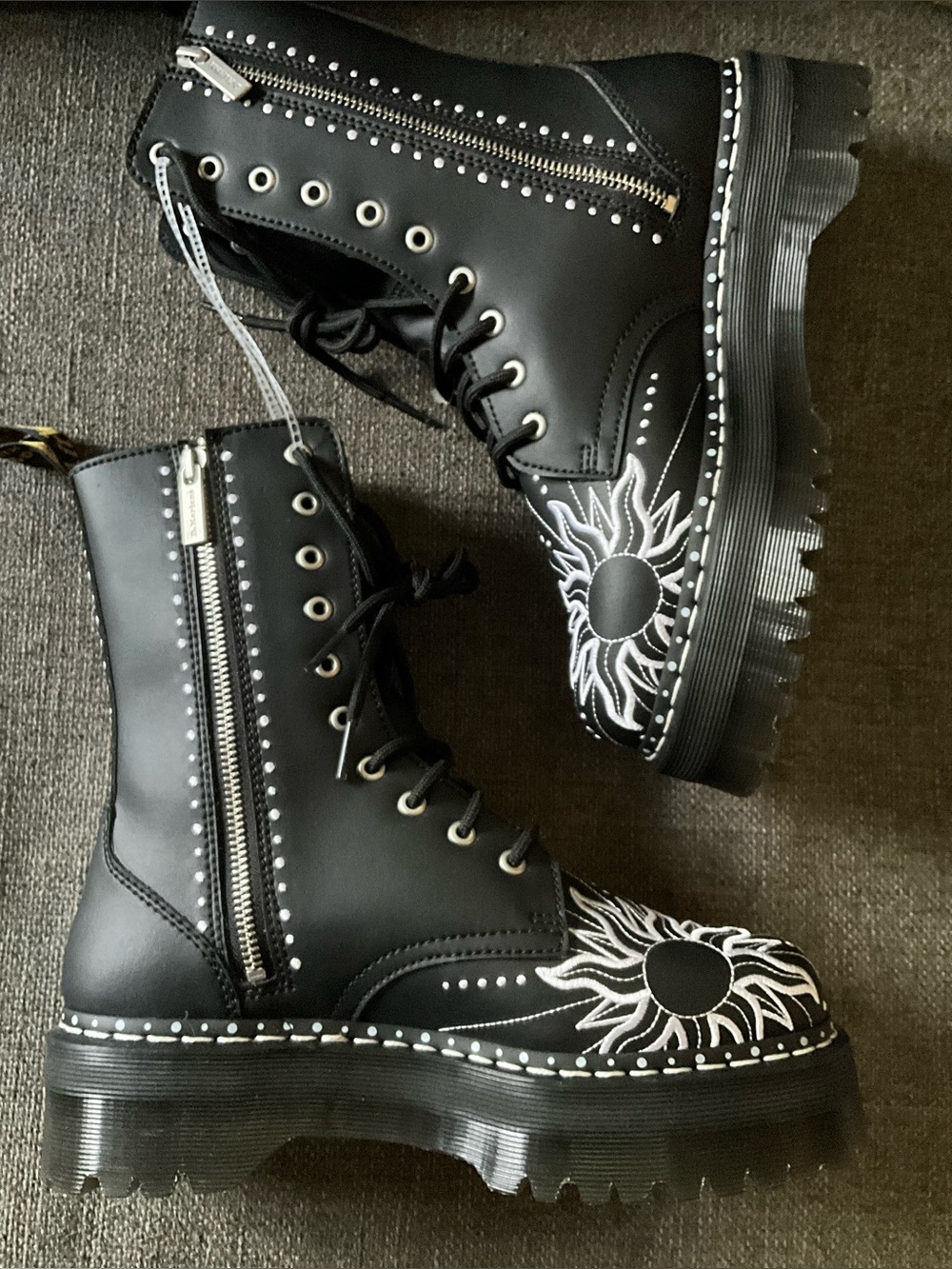 Dr Martens 1460 Jadon Solar Flare embroidered 10 eye platform boots W9 M8